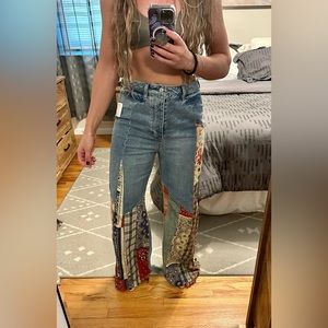 NWT free people bandana patchwork flares